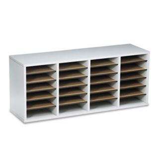 Wood/Laminate Literature Sorter, 24 Sections, 39 3/8 x 11 3/4 x 16 3/8, Gray